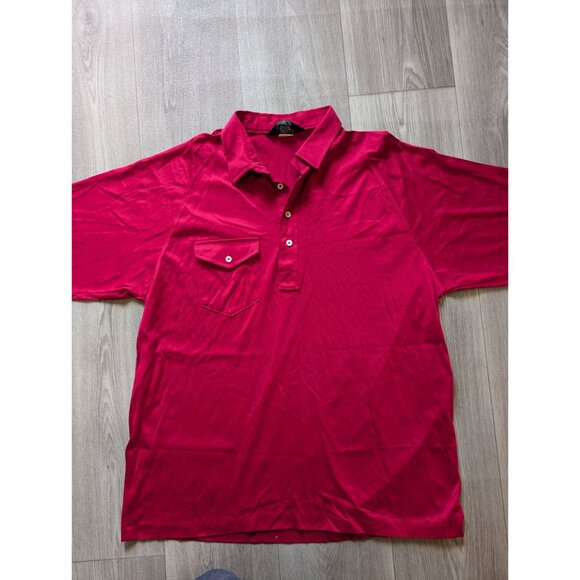 Lands End Golf Mens Regular Polo Shirt L 42-44 Red 100% Cotton Short Sleeve Pock - Picture 1 of 3